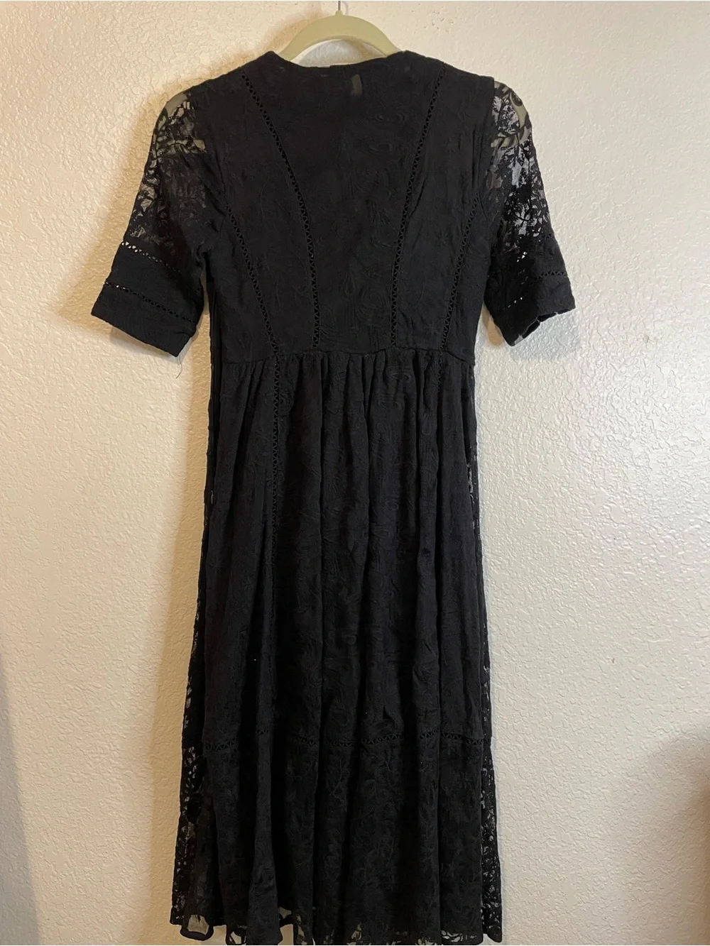 Free People Mountain Laurel Lace Midi Dress in black.